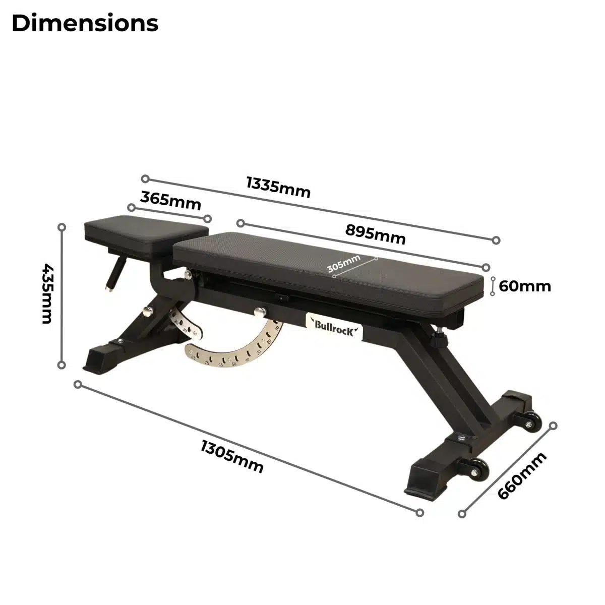 Adjustable Bench - FID3 - With Removable Leg roller - BullrocK Fitness